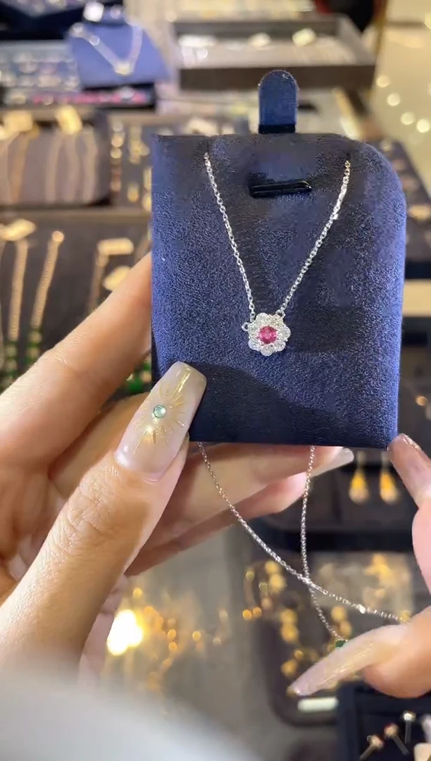 18K金镶嵌项链尖晶石   JZ