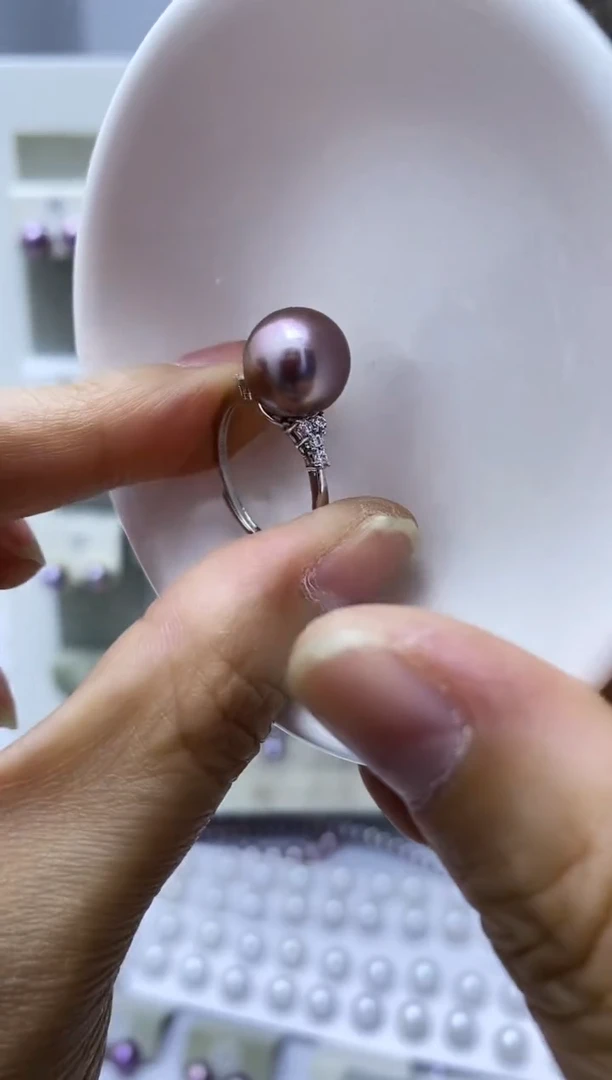 戒指银S925镶嵌淡水珍珠戒指