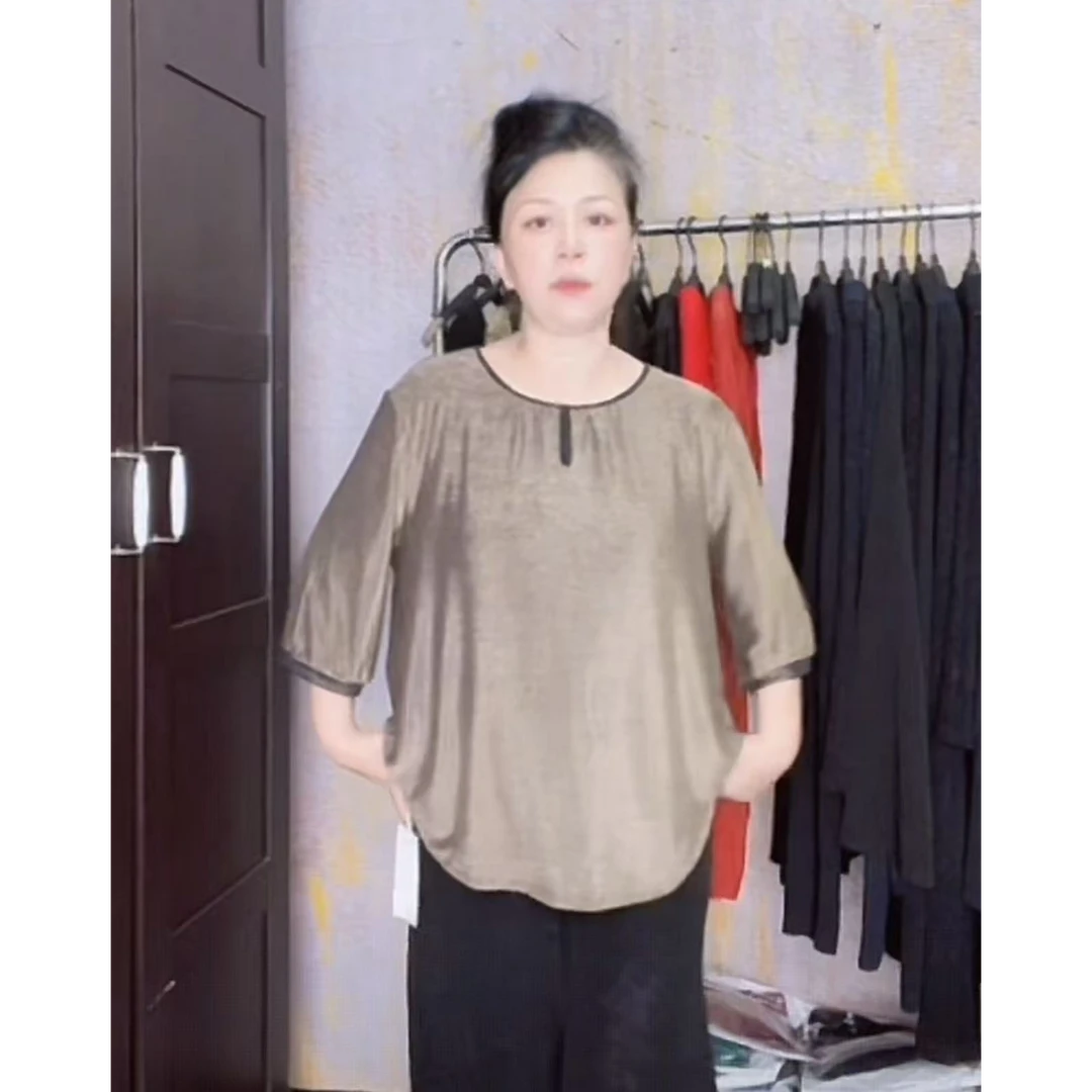 妙唐亮丝时还是那个大码新款弹力女士上衣3157金色