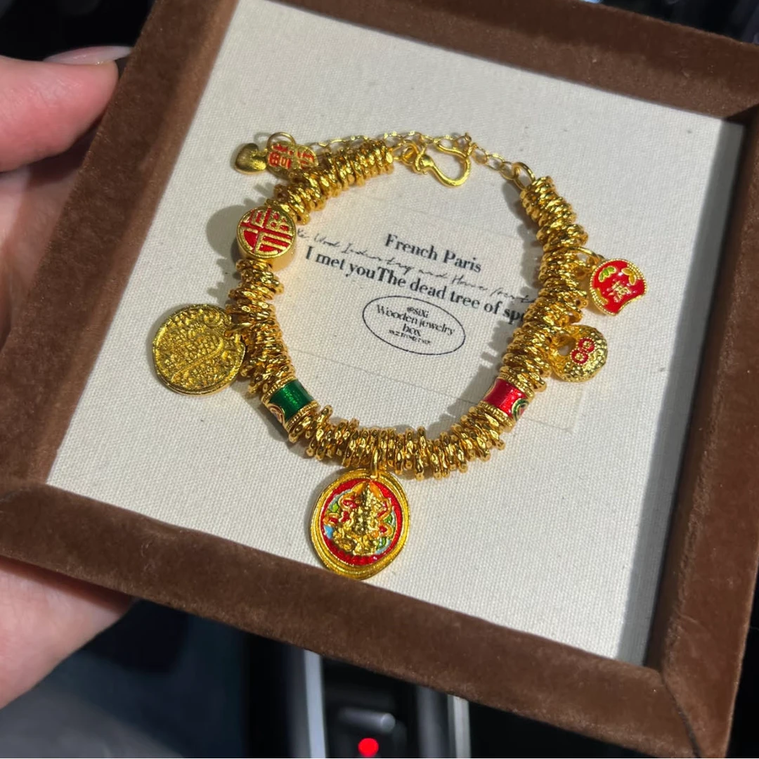 铜合金手链 【BK出口订单】手链新中式古法吉言盘缠财神手链 00033