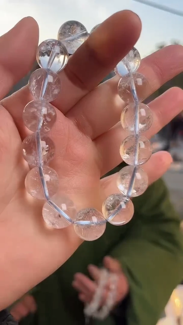 【闪购商品】水晶手链未镶嵌天然白阿赛手串多样性发一14mm