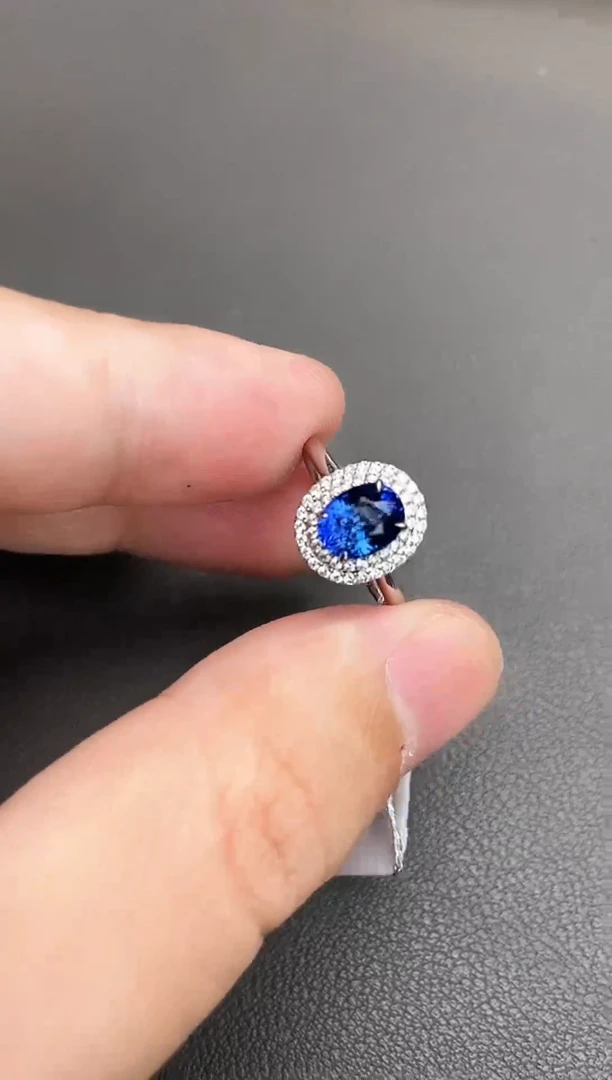 戒指蓝宝石18K金镶嵌天然蓝宝石戒指/1.49ct/矢车菊/GUILD