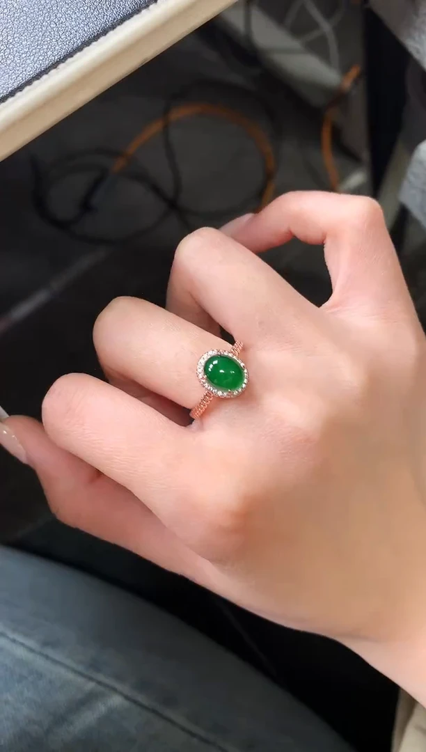 【闪购商品】翡翠戒指银S925镶嵌658658585685