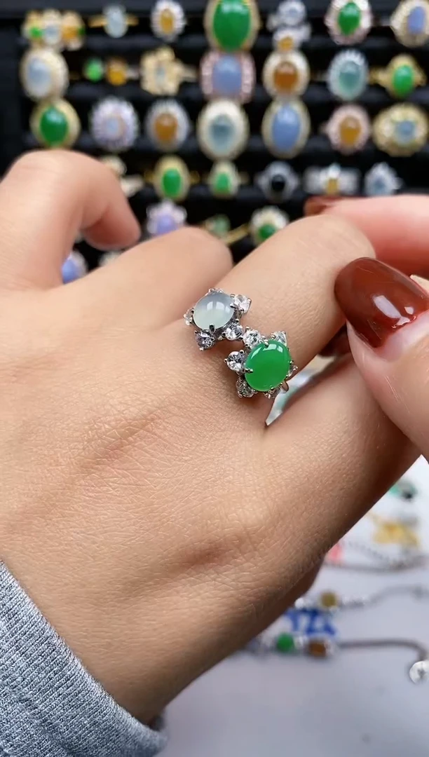 银S925镶嵌戒指翡翠59