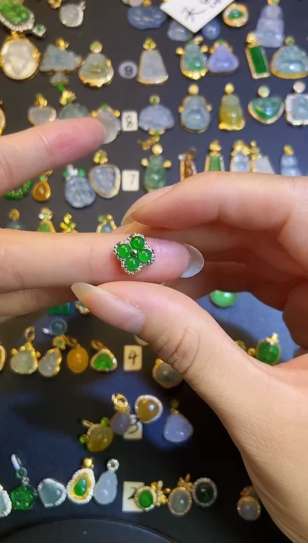 翡翠银S925镶嵌吊坠(不含链)1