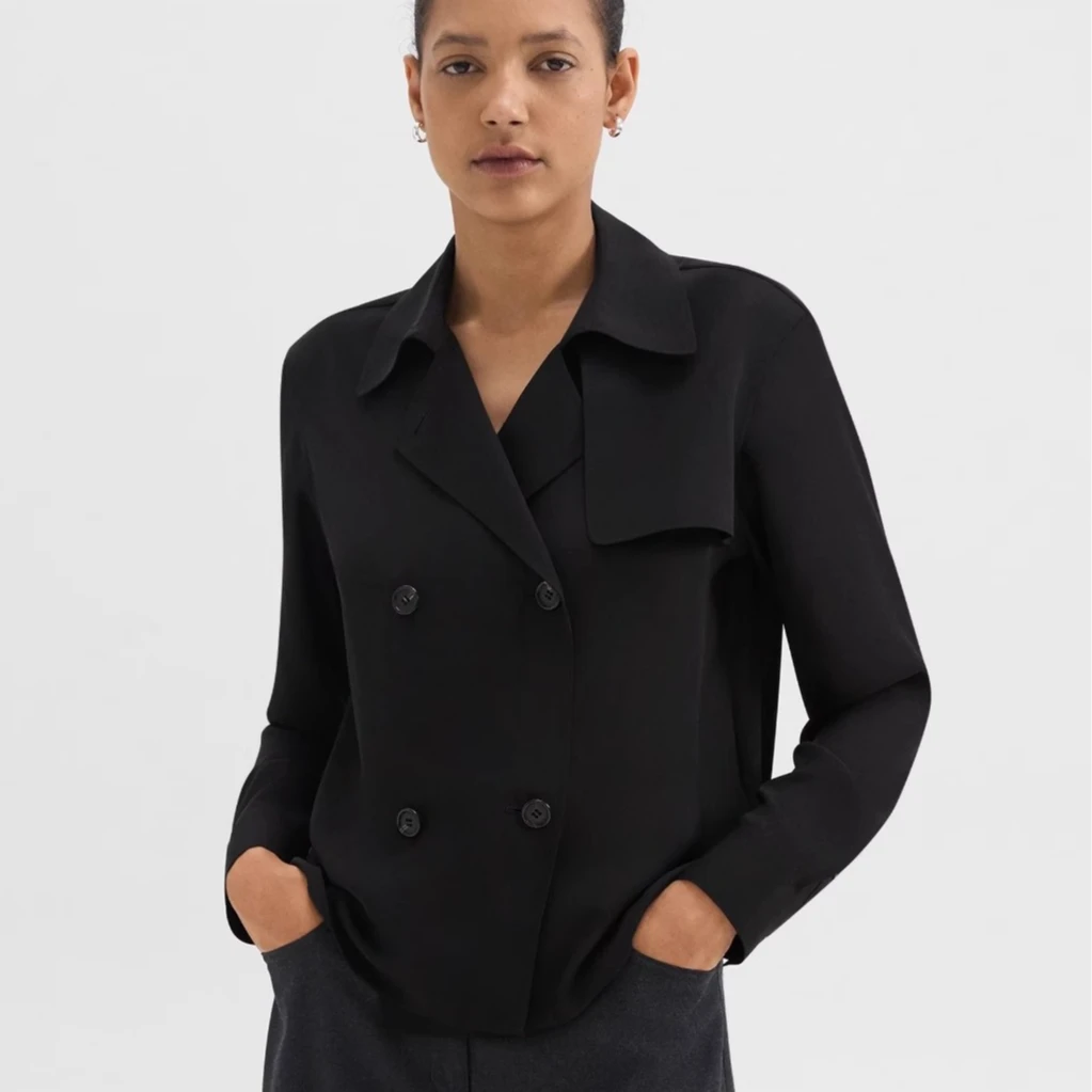 THEORY美国直邮Trench Blouse聚酯翻领双排扣衬衫O0805506