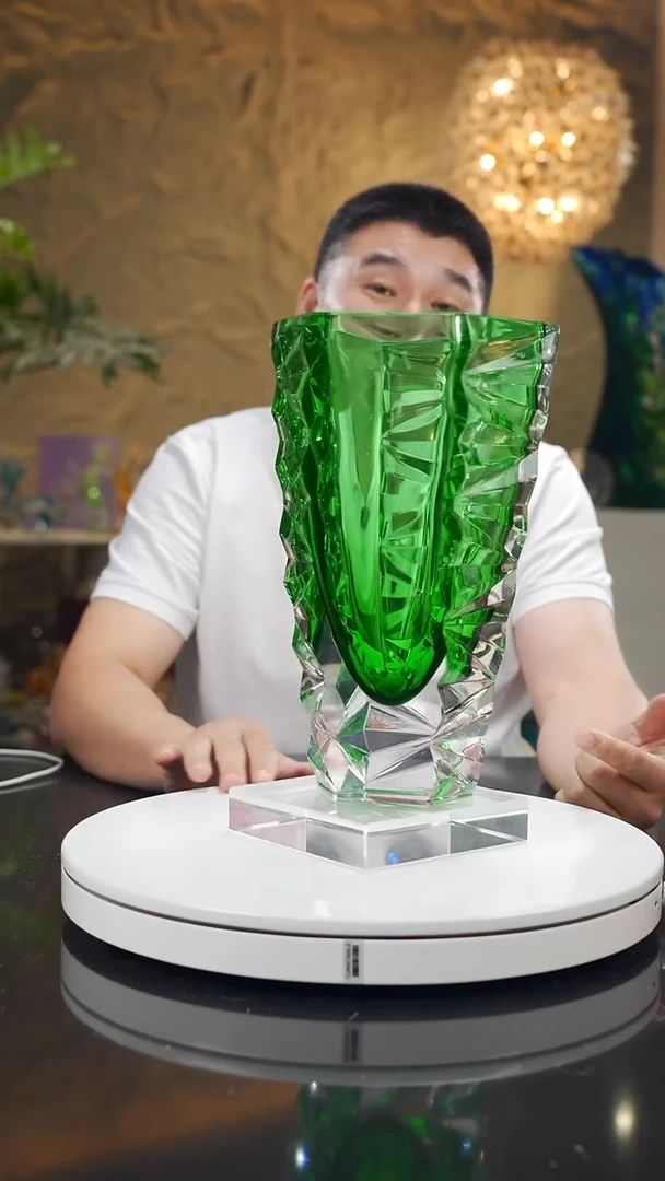 手工艺品琉璃福利绿色切面花瓶