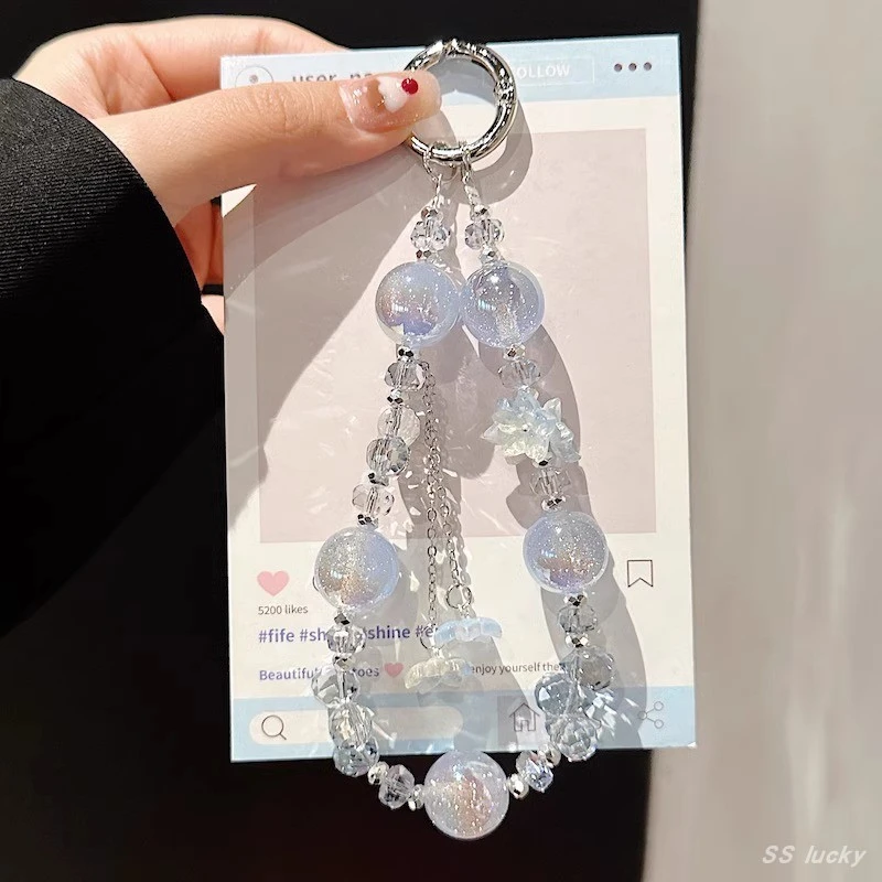 海蒂珠轻奢小众手机链水晶串珠手腕链挂绳女款高级感精致琉璃挂饰