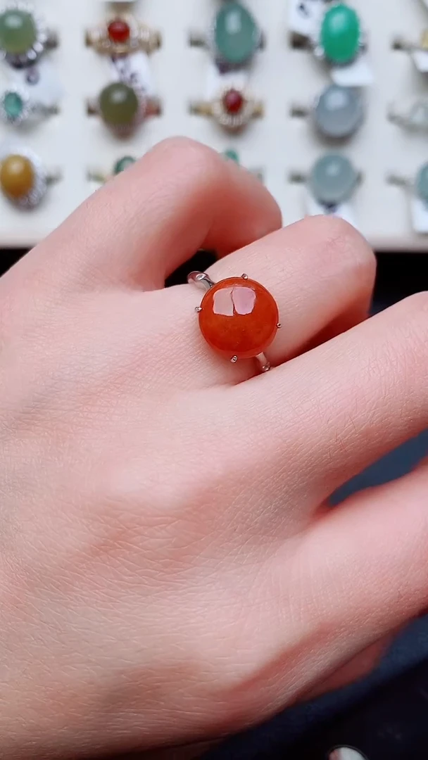 银S925镶嵌戒指翡翠...