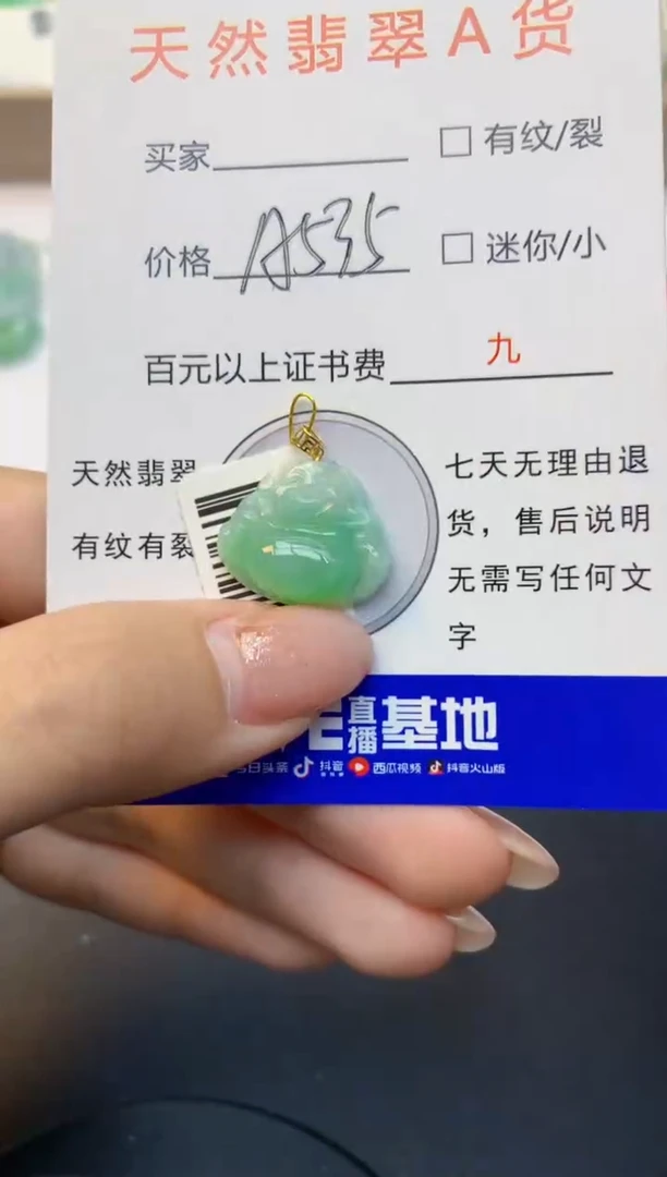 颈饰18K金镶嵌翡翠天然A货缅甸翡翠百元以上9元证书费自理