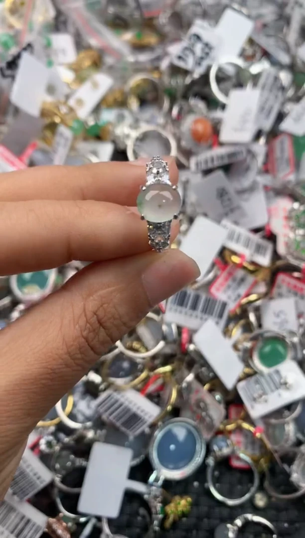 银S925镶嵌戒指翡翠111---1