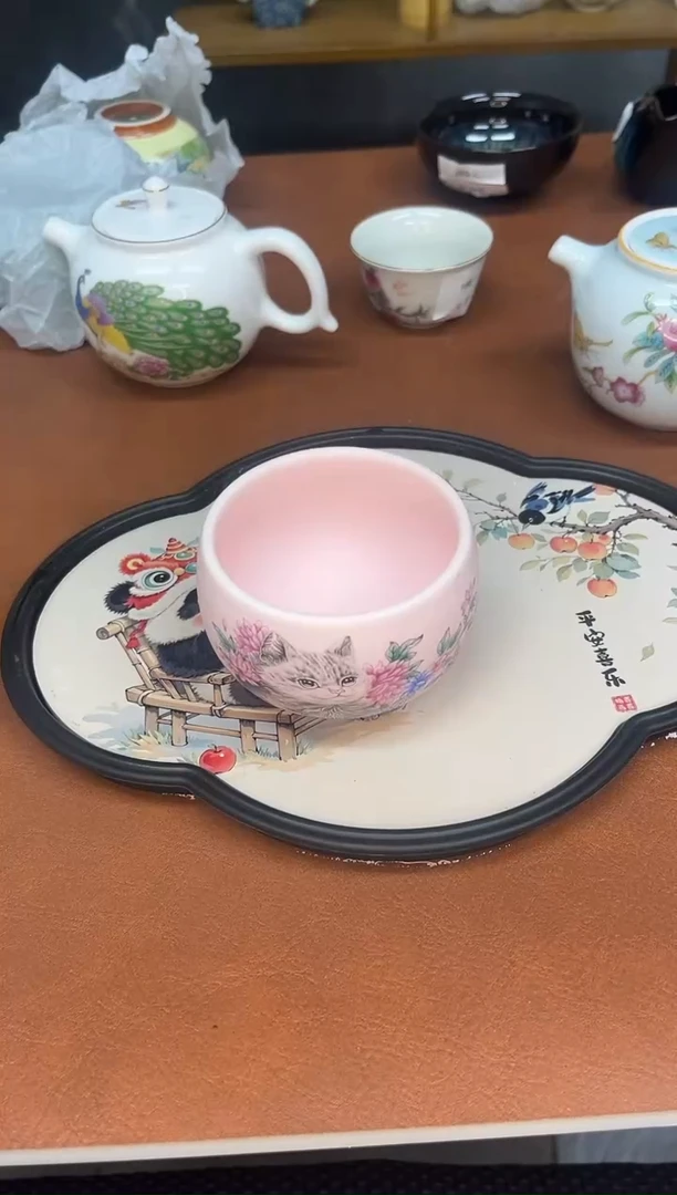 粉汝陶瓷猫咪主人杯