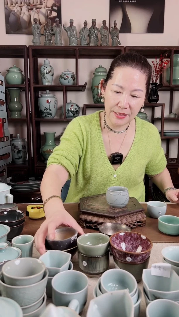 青瓷 哥窑 粉青 缸杯