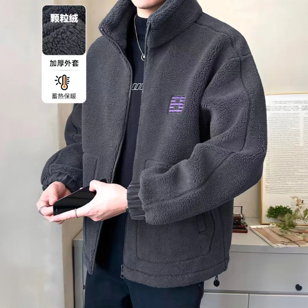 Pepp潮牌羊羔绒外套男士秋冬季新款摇粒绒加厚轻奢棉服皮毛一体潮