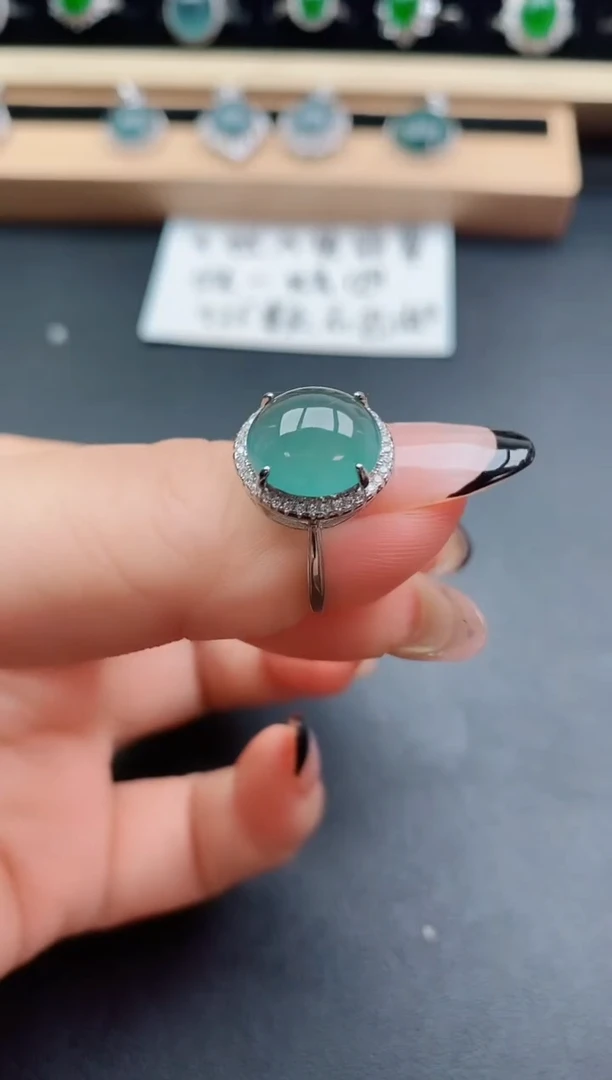 翡翠戒指银S925镶嵌508050