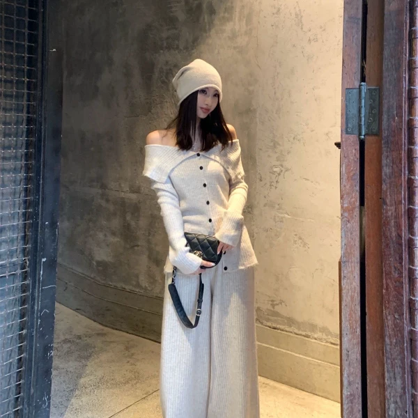 休闲风极简风时尚套装INS风显瘦气质长袖高腰打底法式中长款秋冬