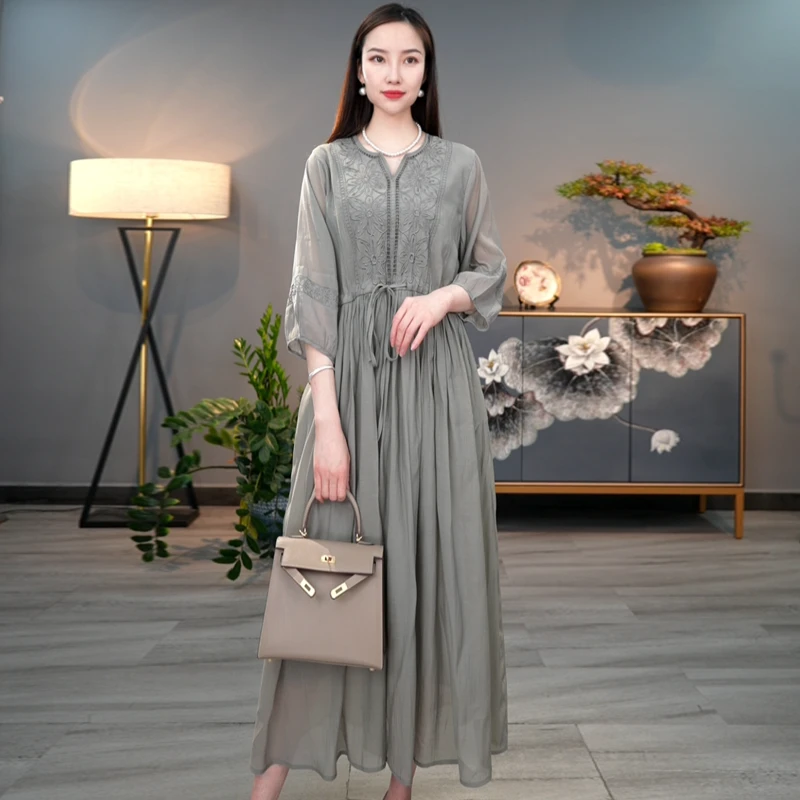 清了 天丝连衣裙  8952