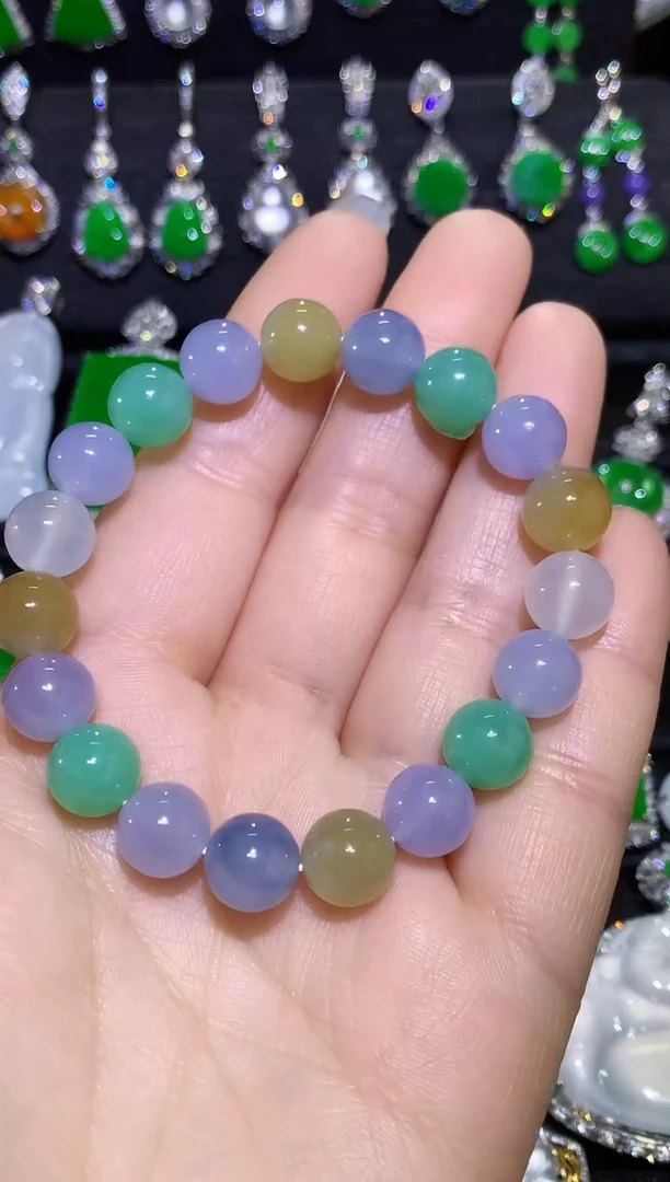 【闪购商品】翡翠手链未镶嵌高冰 多宝圆珠手链