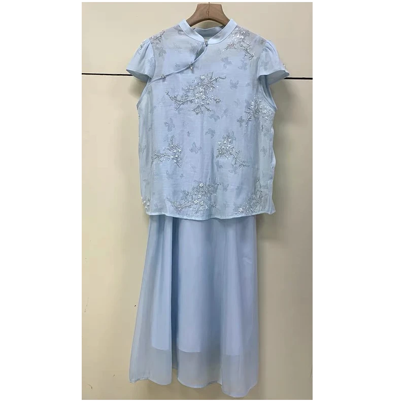 Phm高品新中式重工小衫吊带裙套装ZS 966391