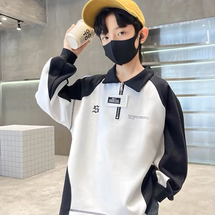 男童中大童polo衫2025春秋季新款卫衣