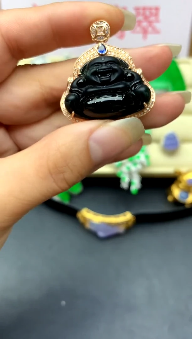 颈饰18K金镶嵌翡翠356-中国好珍宝
