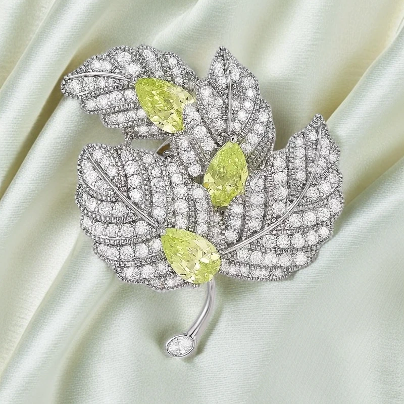 铜合金合成锆石胸针 1359新品荧光绿家大业大磁吸胸针