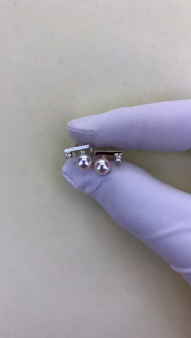 银S925镶嵌DA海水珍珠 GD026 耳钉 5-6