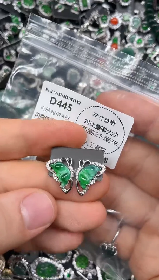 颈饰未镶嵌翡翠D445耳钉