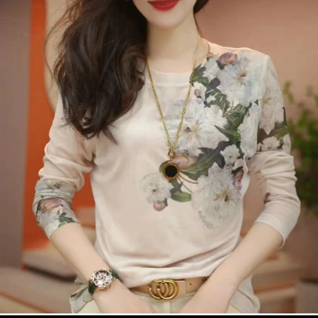 【早秋新款】肌肤显瘦网纱洋气上衣透气双层高级百搭套头气质长袖