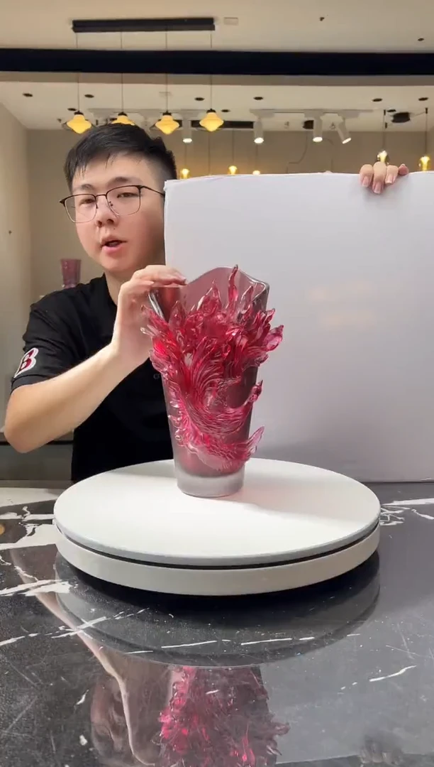 摆件巴比特美学 金红凤凰来仪花器