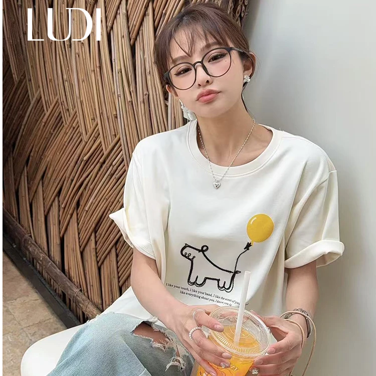 露迪尚品T253017-019-021-023夏女士棉质圆领短袖T恤百搭上衣