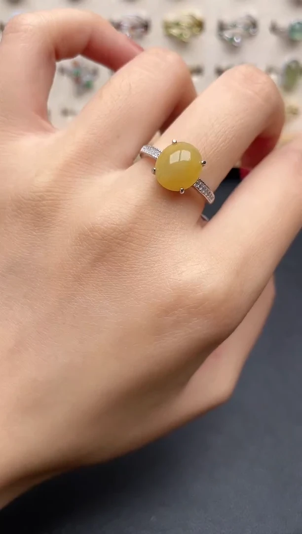 【闪购商品】翡翠戒指银S925镶嵌一物一证一礼盒