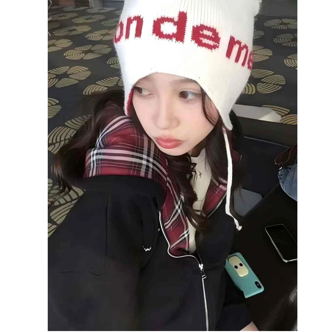 小众街头潮牌韩版拉链基本字母常规女装卫衣拼接休闲风针织长袖