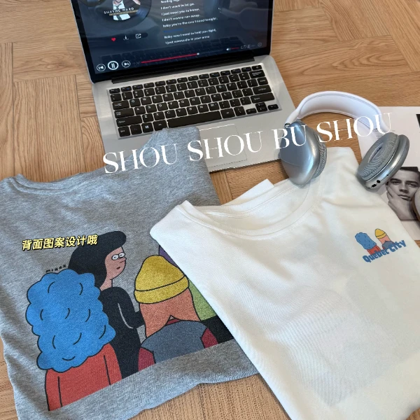 【瘦瘦】Quebec City-大码春夏圆领前后印花显瘦搞怪长袖T S01356