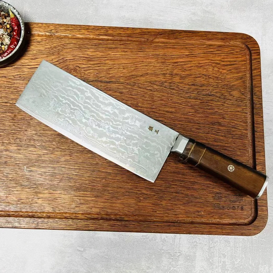 手工锻打大马士革小切片刀商用厨师专用厨刀锋利切片厨房菜刀859