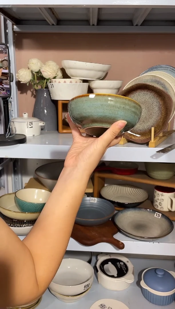 陶瓷微瑕（2个装）孔雀绿小碗