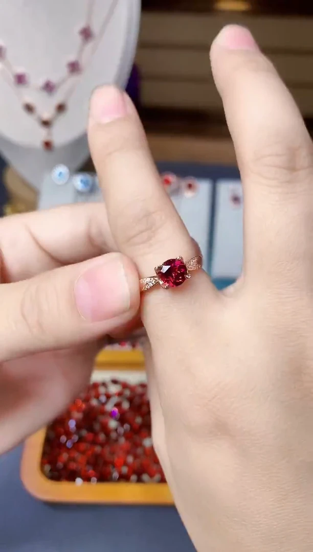 银S925镶嵌戒指石榴石天然镁铝