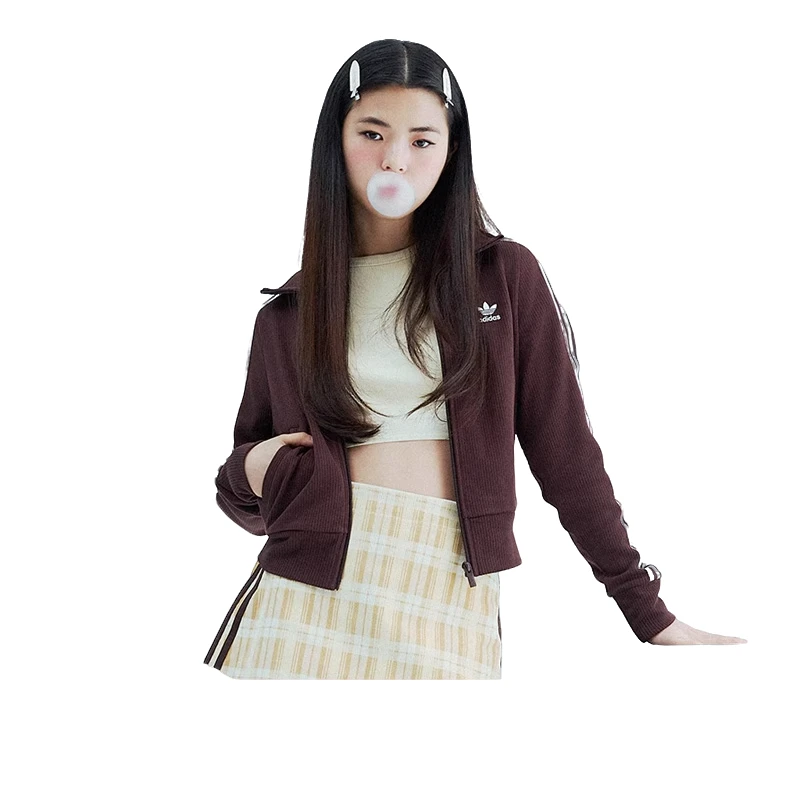 adidas/阿迪达斯三叶草冬新复古穿搭针织女子修身夹克外套舒适