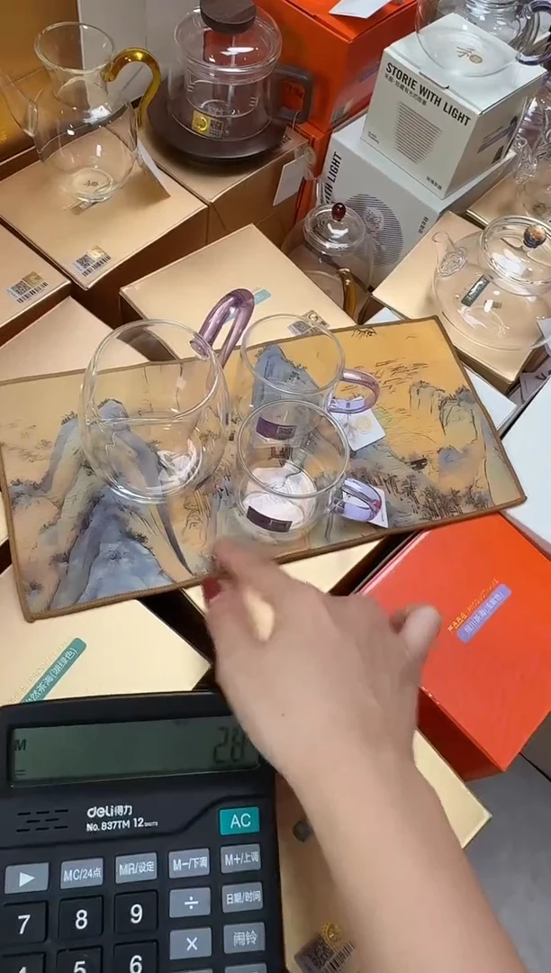 @@禾器晶彩慕然紫+逸杯紫2只+茶巾千里江山