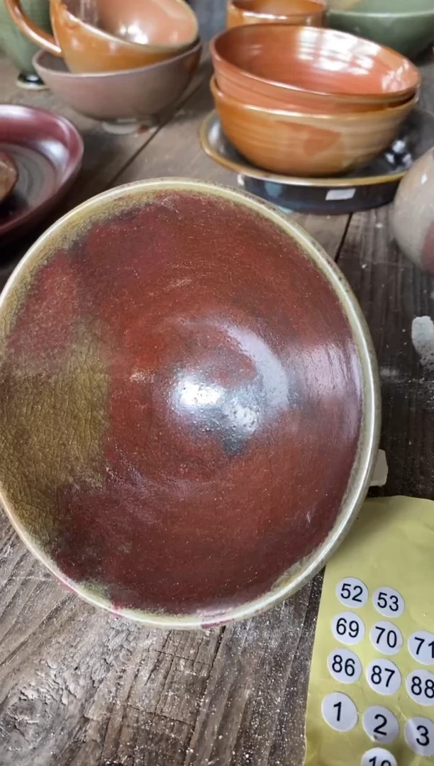 浪鬼家釉绘柴烧小*花小碗