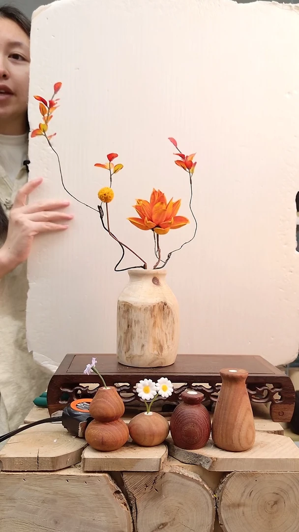 木实木花瓶一物一拍