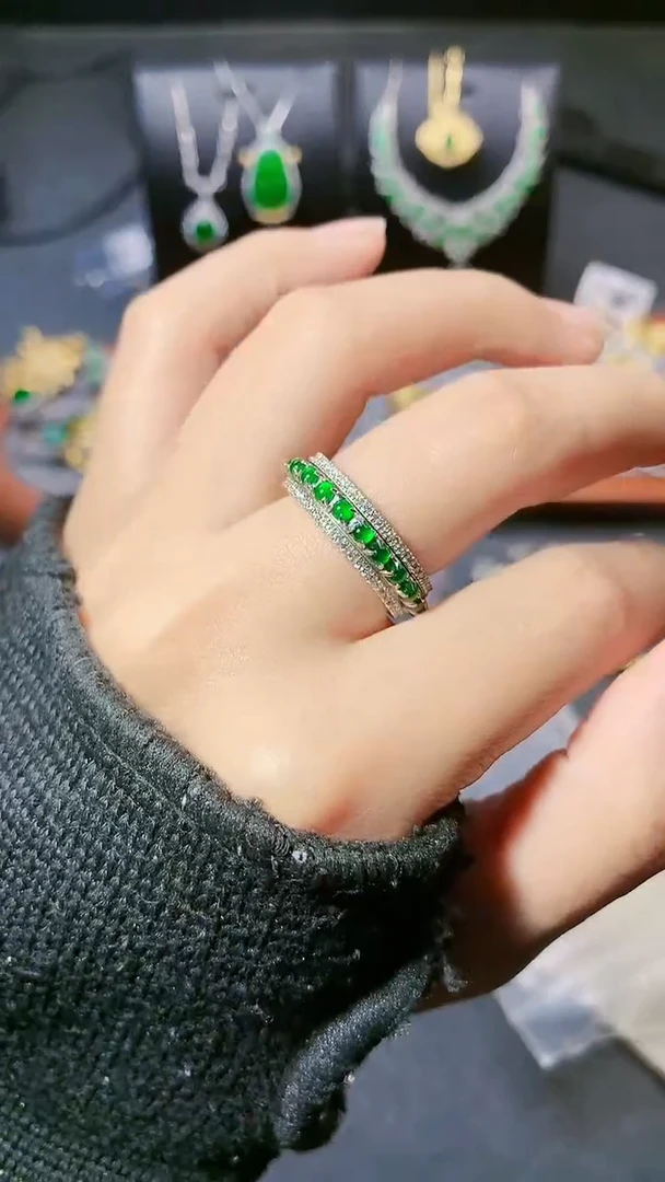 【闪购商品】翡翠戒指银S925镶嵌戒指13-14号