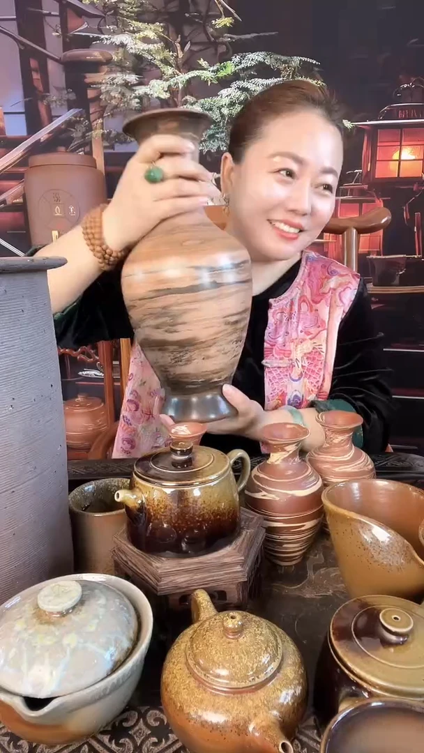 杯五色土纯柴烧儒陶花瓶