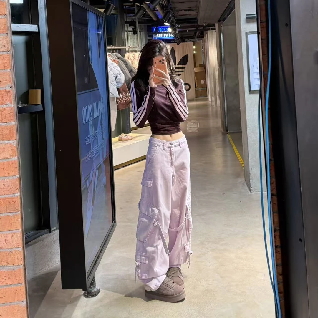 Adidas三叶草 宽松型百搭常规运动长裤工装牛仔裤 KU9536 全2