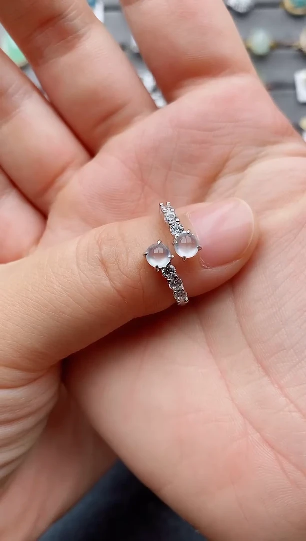 翡翠戒指银S925镶嵌一物一证