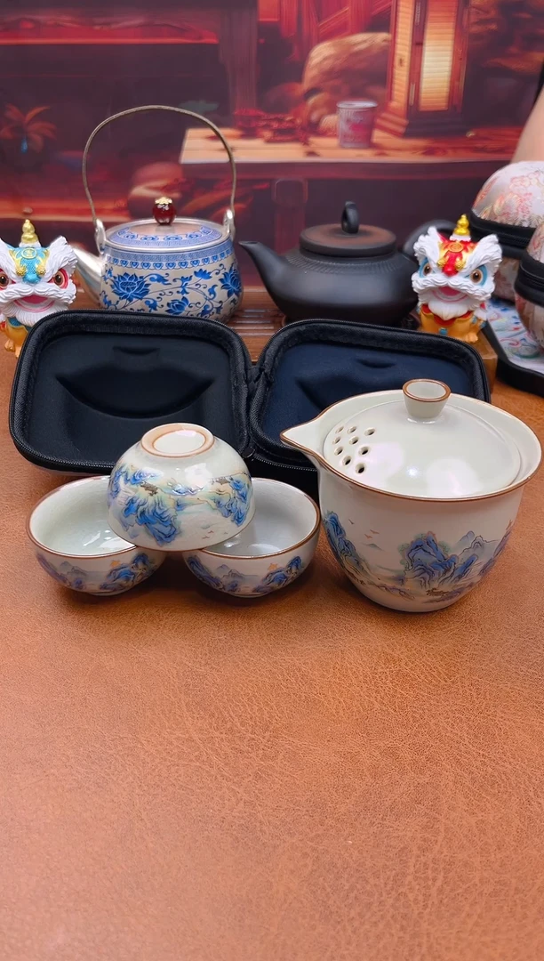 陶瓷茶具摆件旅行套组