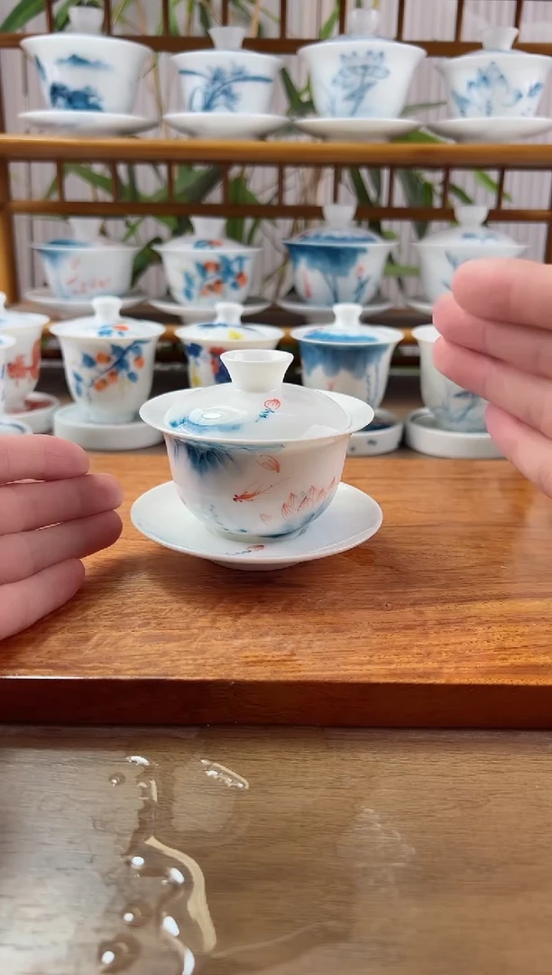 微瑕蓝莲130ml三才盖碗