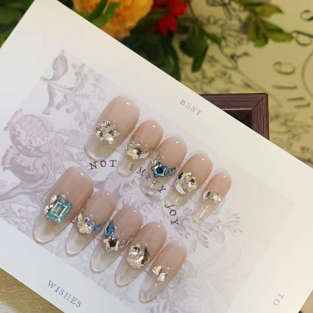 巴比伦丨施华洛日常显白气质短甲手工穿戴甲片