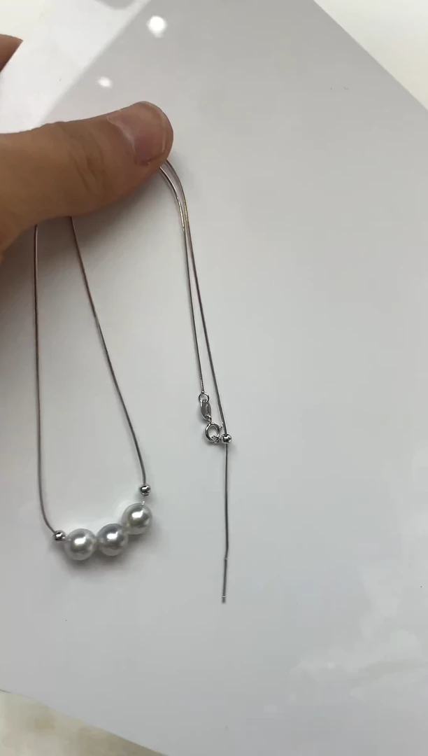 颈饰银S925镶嵌海水珍珠7-8