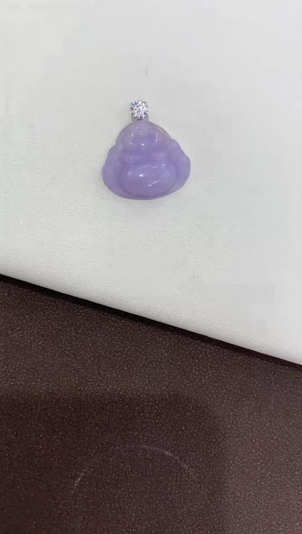 翡翠18K金镶嵌吊坠(赠链)天然缅甸a货翡翠